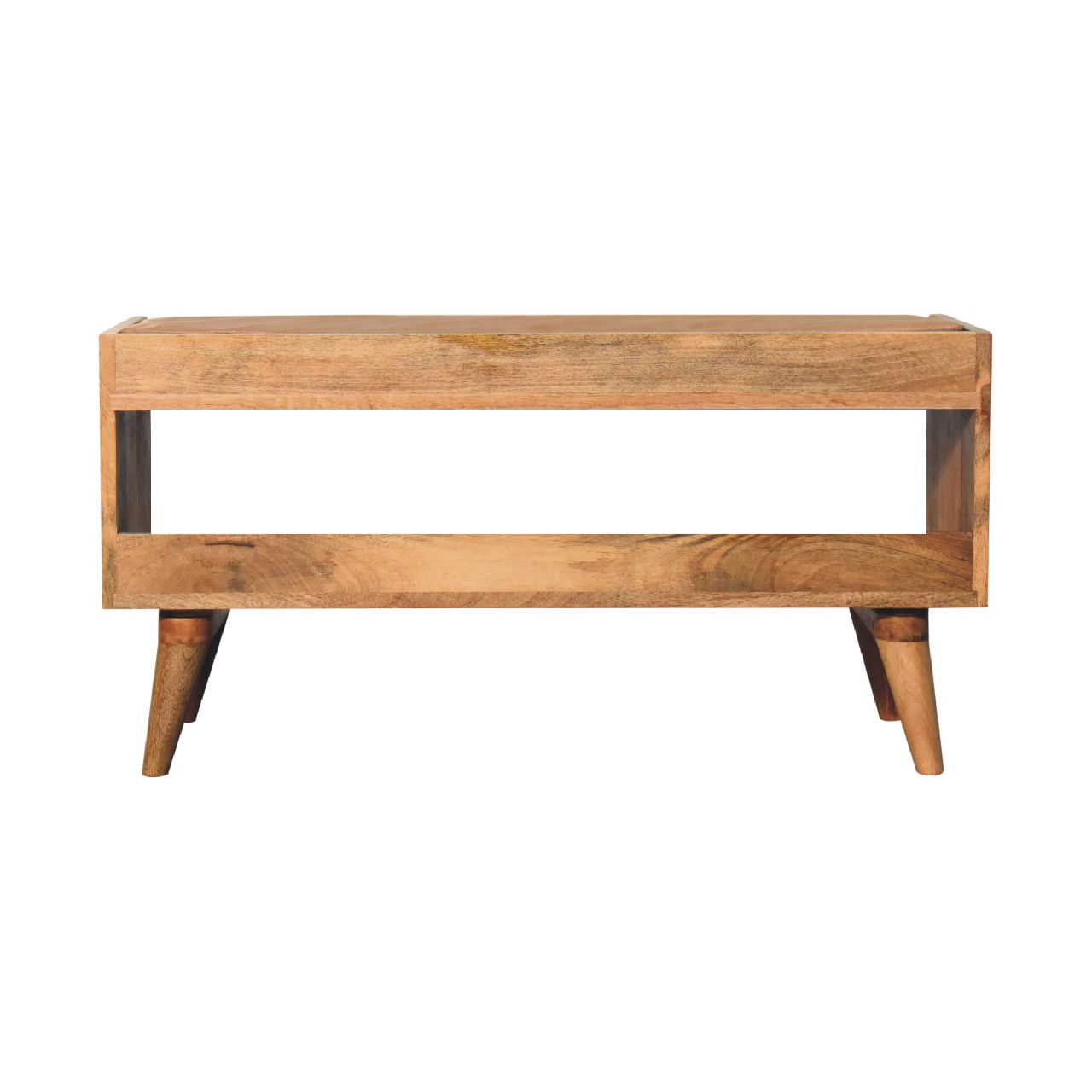 Oak - ish Bench with Tan Leather Seatpad - SILVIONIX