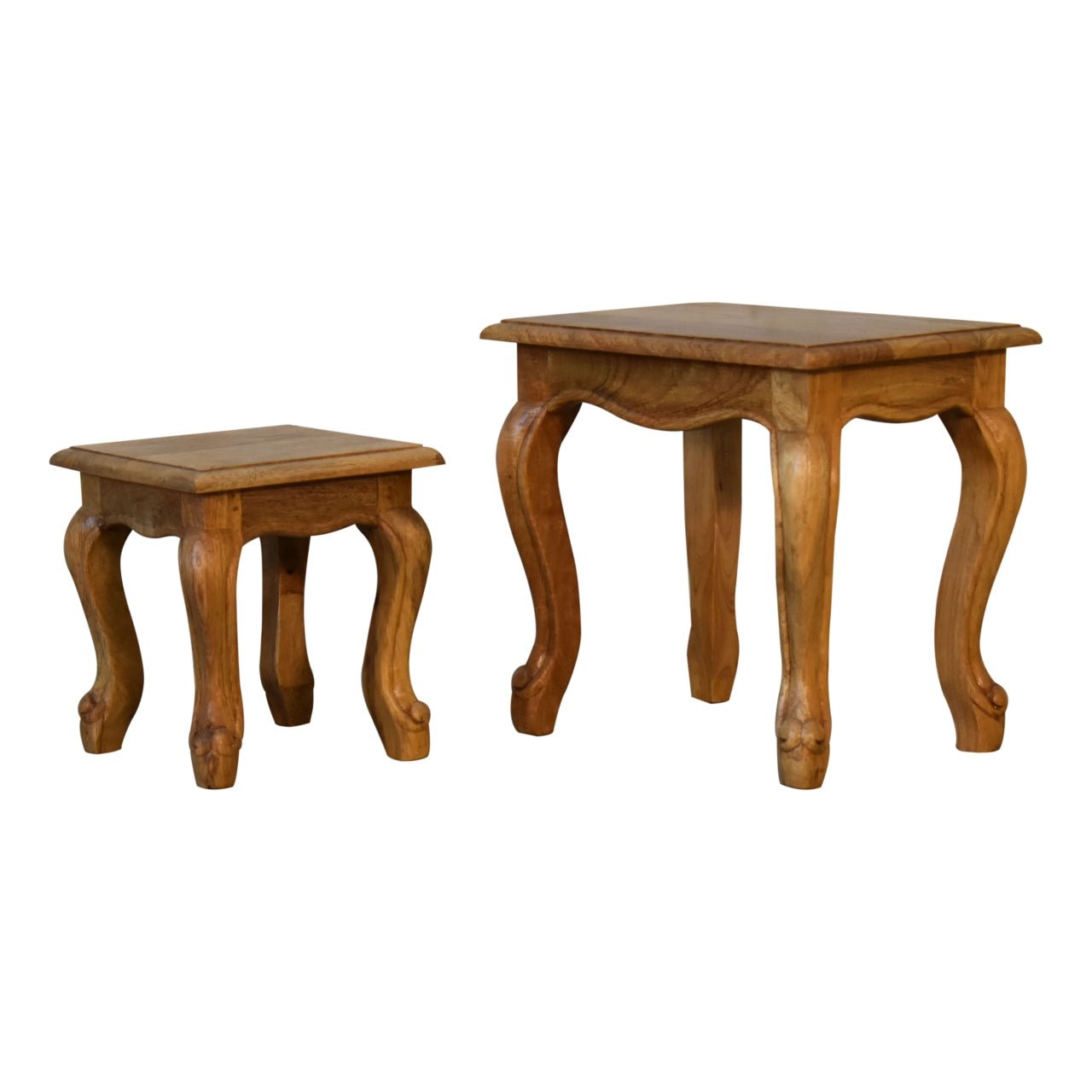 Oak - ish French Style Stool Set - SILVIONIX