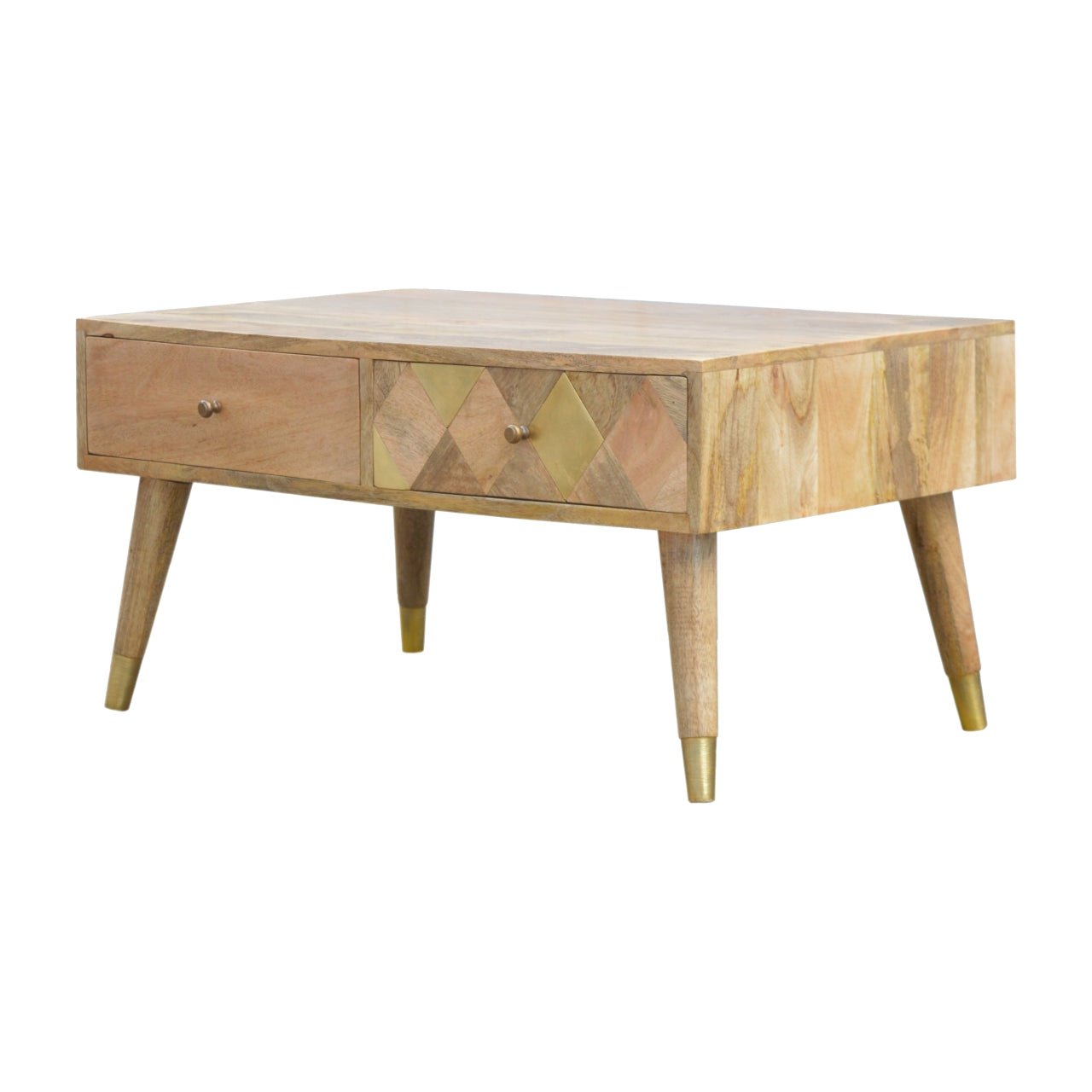 Oak - ish Gold Inlay Coffee Table - SILVIONIX