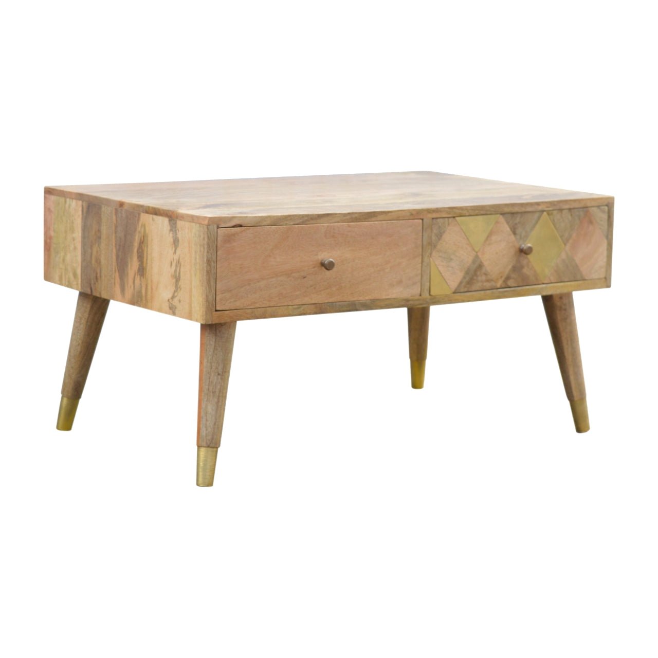 Oak - ish Gold Inlay Coffee Table - SILVIONIX