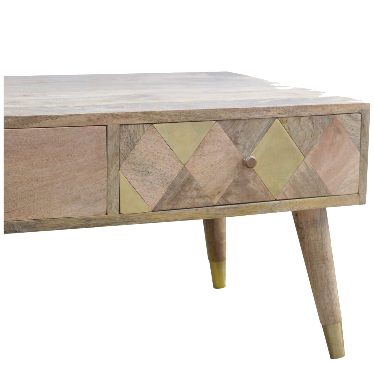 Oak - ish Gold Inlay Coffee Table - SILVIONIX