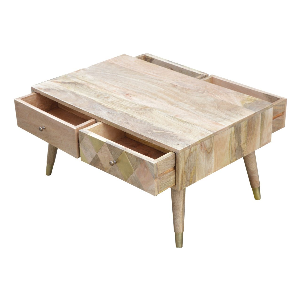 Oak - ish Gold Inlay Coffee Table - SILVIONIX