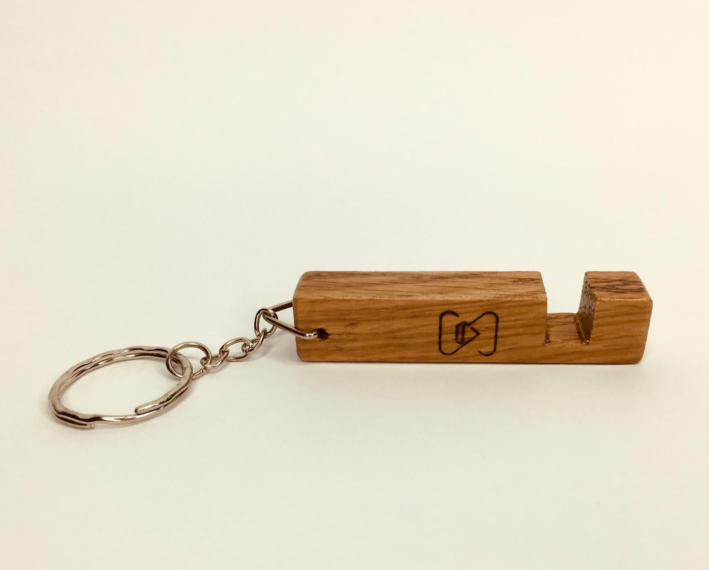 Oak Keyring Phone Stand and Holder, Key Chain Smartphone Holder, Wood Gift - SILVIONIX