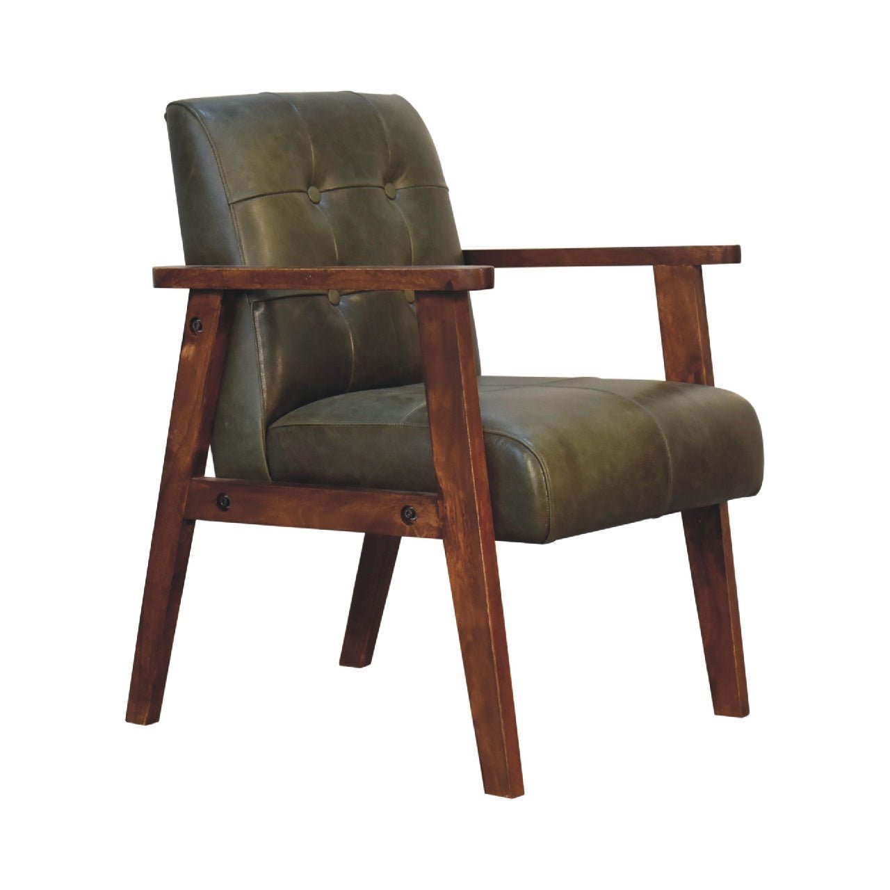 Olive Buffalo Leather Chair - SILVIONIX