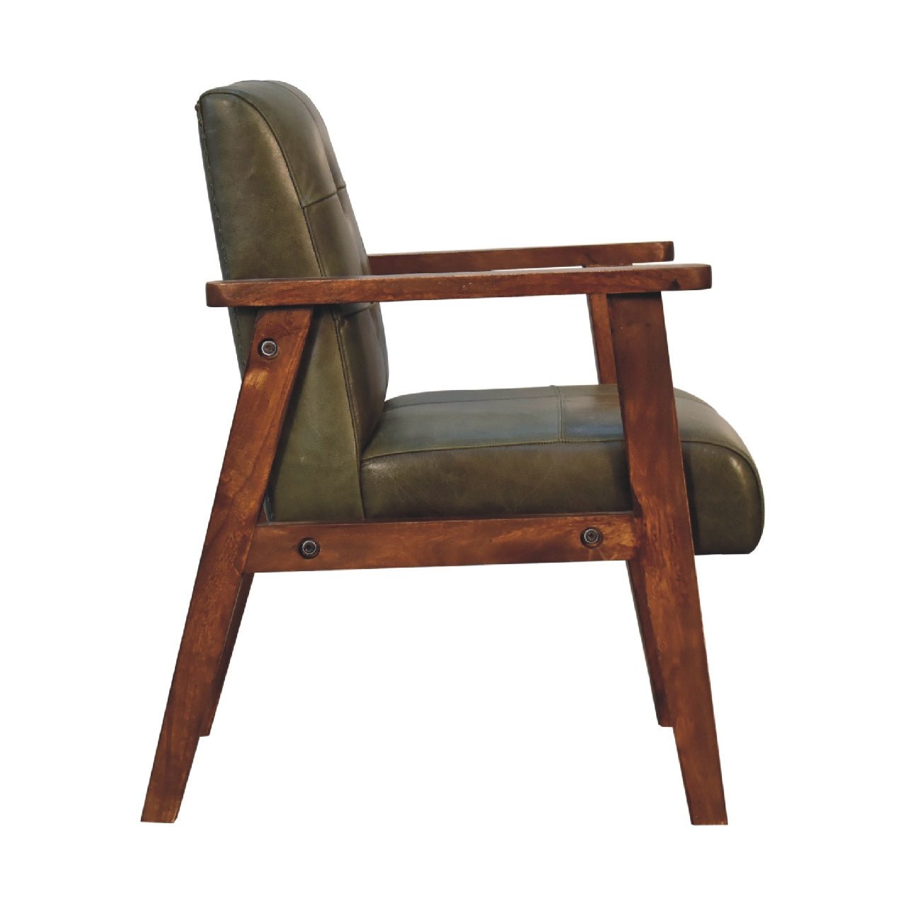 Olive Buffalo Leather Chair - SILVIONIX