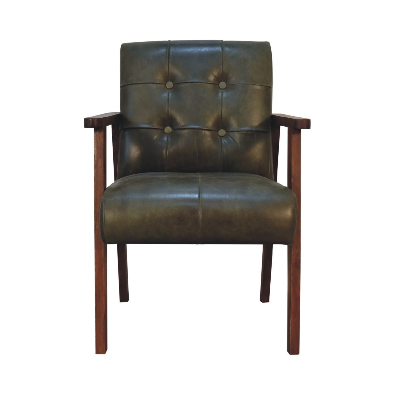 Olive Buffalo Leather Chair - SILVIONIX