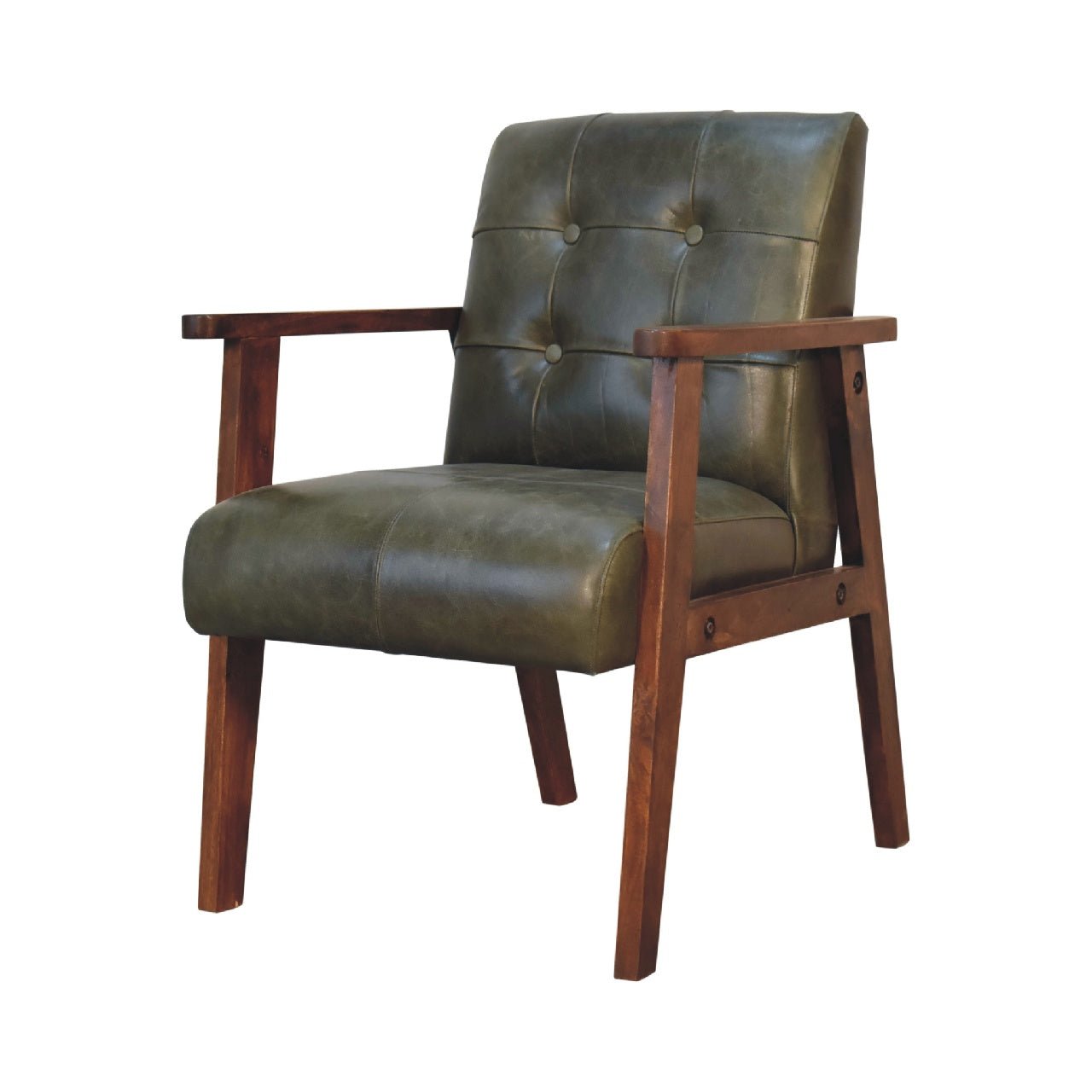 Olive Buffalo Leather Chair - SILVIONIX