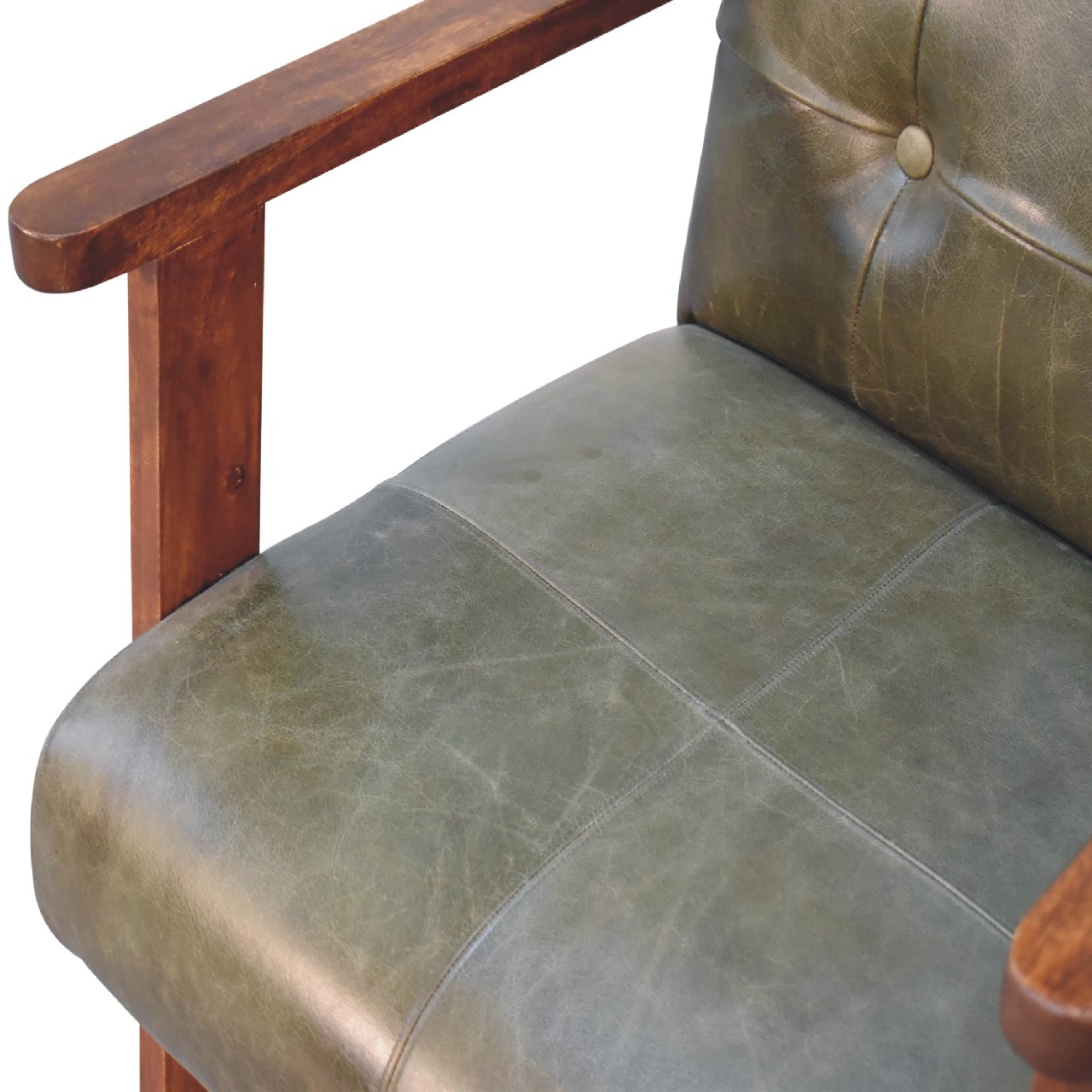 Olive Buffalo Leather Chair - SILVIONIX