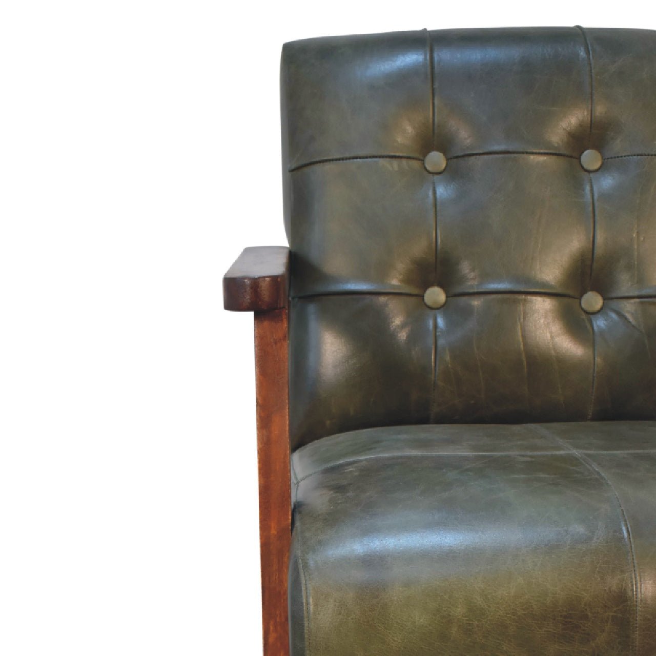 Olive Buffalo Leather Chair - SILVIONIX