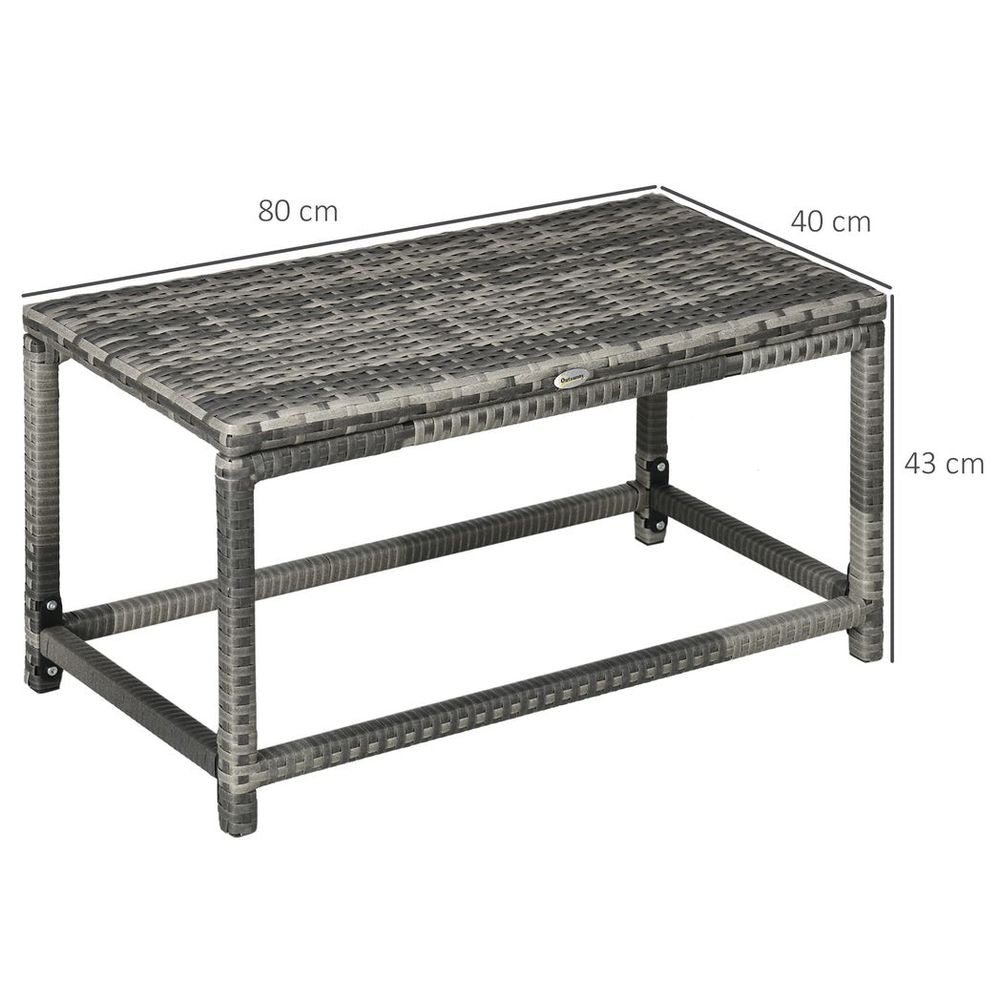 Outdoor Coffee Table w/ Plastic Board Under the Full Woven Table Top, Grey - SILVIONIX