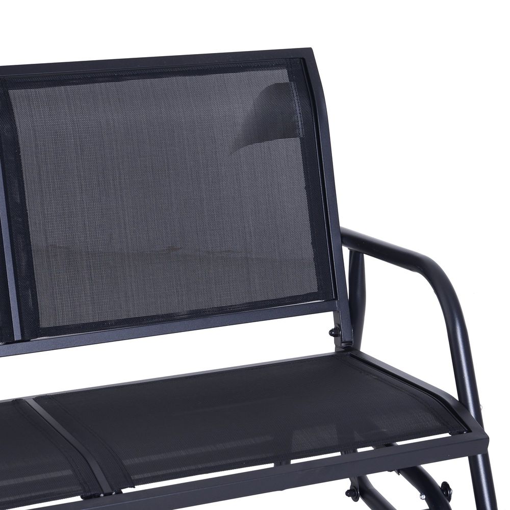 Outdoor Textilene Double Swing Bench - Black - SILVIONIX