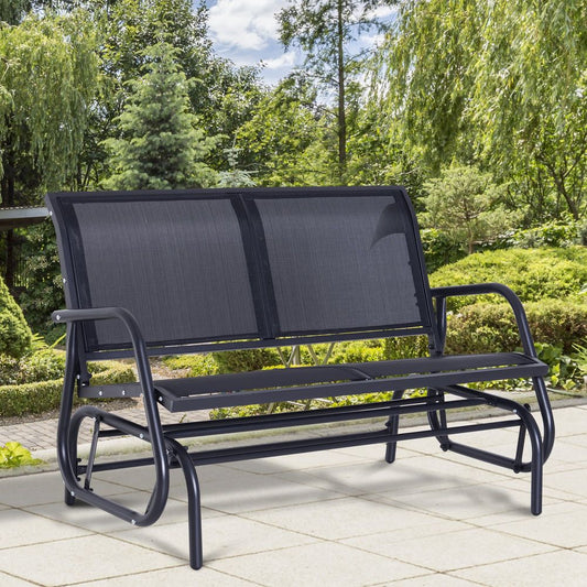 Outdoor Textilene Double Swing Bench - Black - SILVIONIX