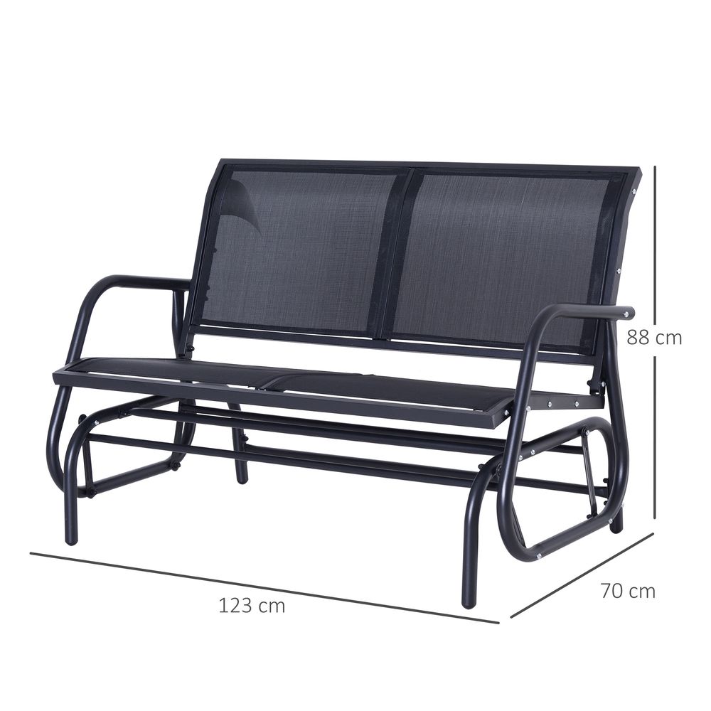 Outdoor Textilene Double Swing Bench - Black - SILVIONIX