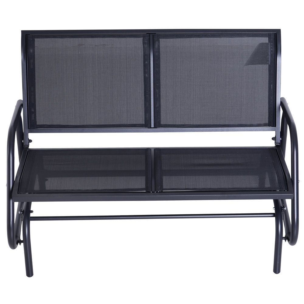 Outdoor Textilene Double Swing Bench - Black - SILVIONIX