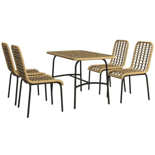 Outsunny 4 Seater Rattan Garden Furniture Set w/ Tempered Glass Tabletop - SILVIONIX