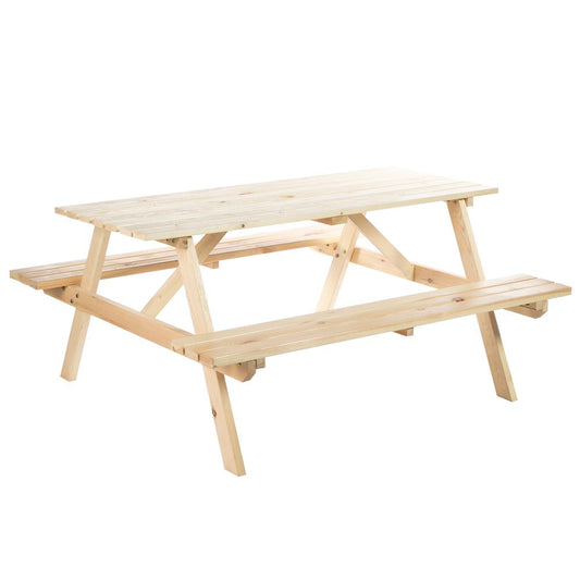 Outsunny 4 - Seater Wooden Picnic Set - Fir Wood - SILVIONIX