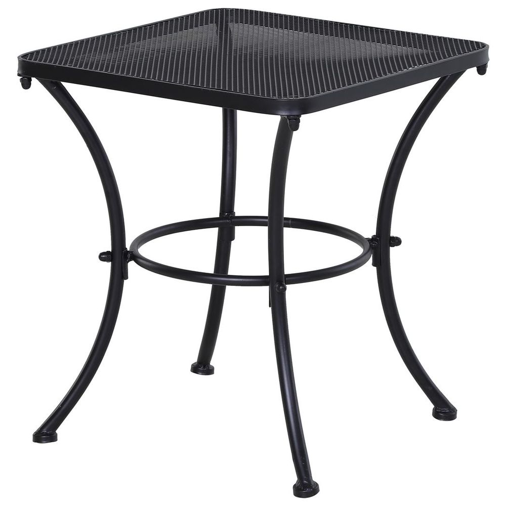 Outsunny 45cm Square Metal Outdoor Patio Bistro Table Coffee Desk Black - SILVIONIX