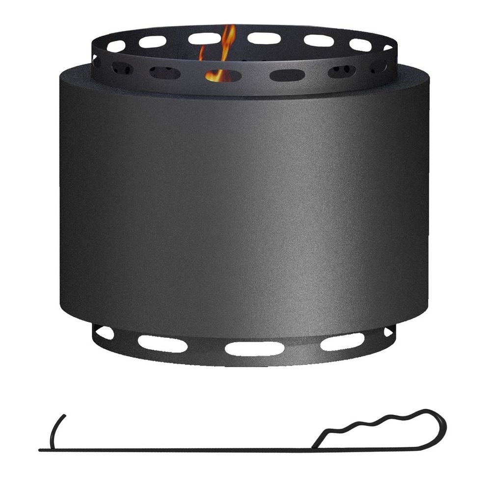 Outsunny 48.5cm Smokeless Wood Burning Firepit Metal Fire Pit, Black - SILVIONIX