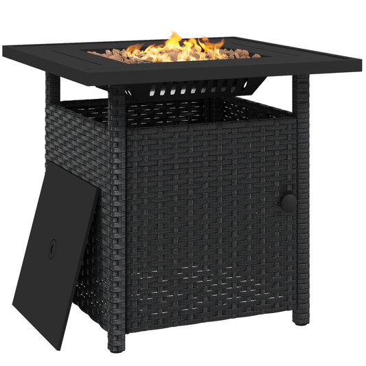 Outsunny 50,000 BTU Rattan Fire Pits for Garden, Propane Fire Pit Table, Black - SILVIONIX