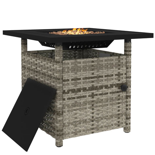 Outsunny 50,000 BTU Rattan Fire Pits for Garden, Propane Fire Pit Table, Grey - SILVIONIX