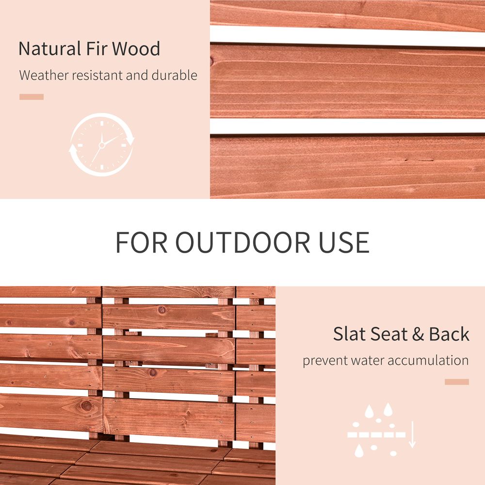 Outsunny Fir Wood Convertible 2 to 3 Seater Outdoor Garden Bench Wood Tone - SILVIONIX