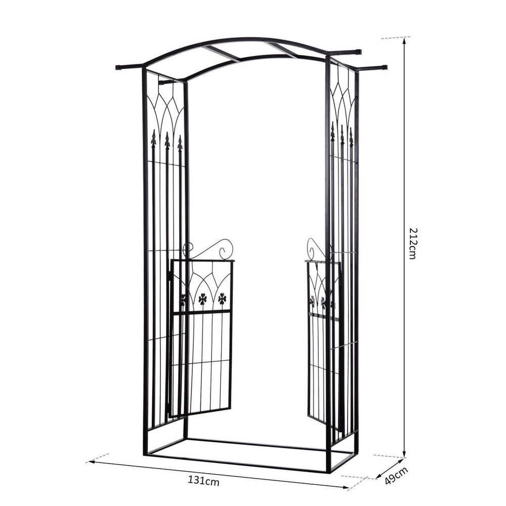 Outsunny Garden Entrance Arch Bench Outdoor Patio Rose Trellis Climbing Plant - SILVIONIX