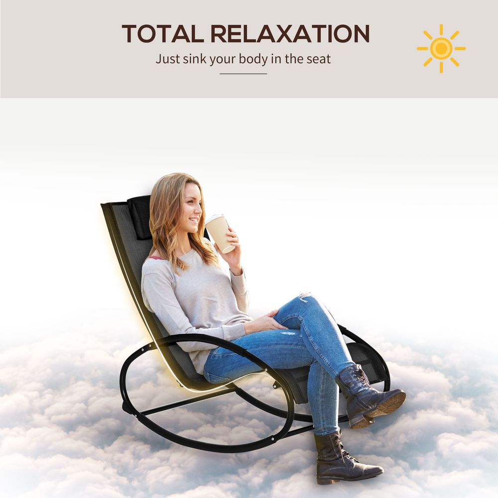 Outsunny Orbital Zero Gravity Rocking Chair, 88H cm - SILVIONIX