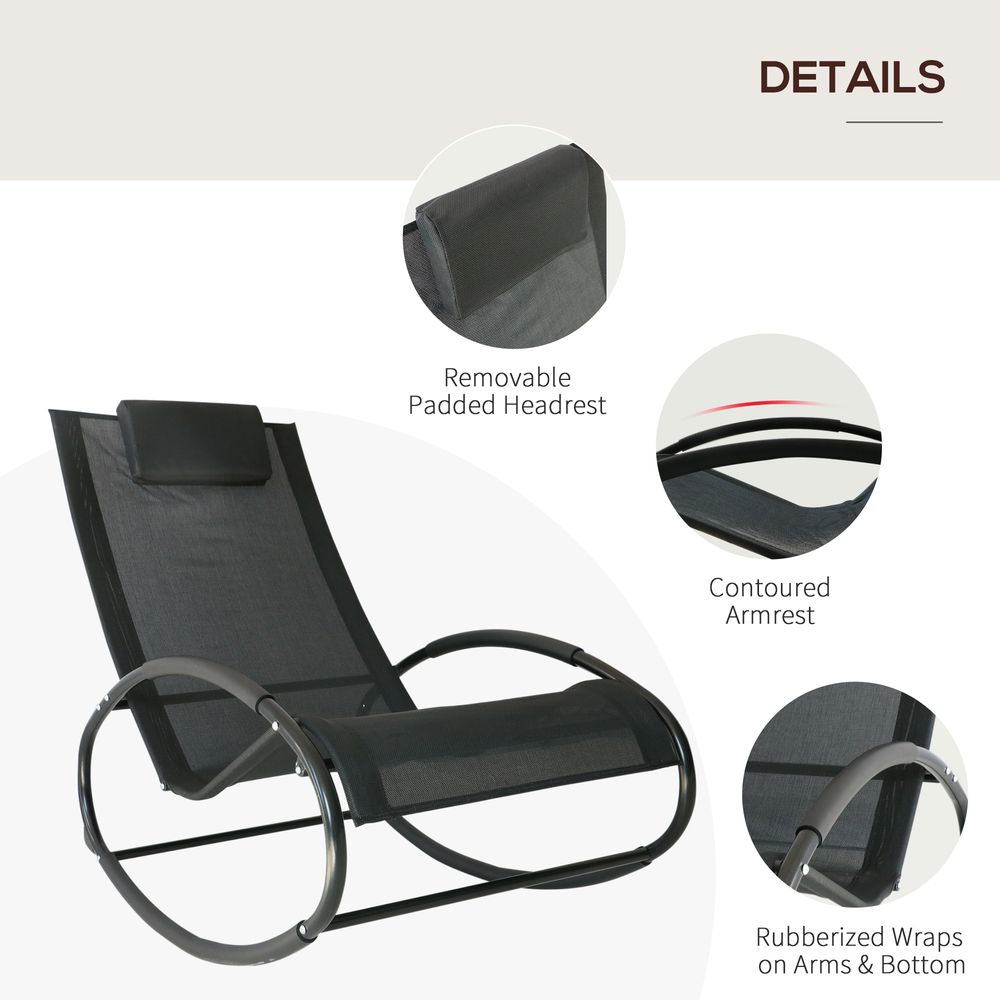 Outsunny Orbital Zero Gravity Rocking Chair, 88H cm - SILVIONIX