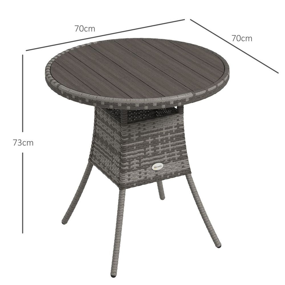 Outsunny Outdoor PE Rattan Dining Table w/ Wood - plastic Composite Top, Grey - SILVIONIX