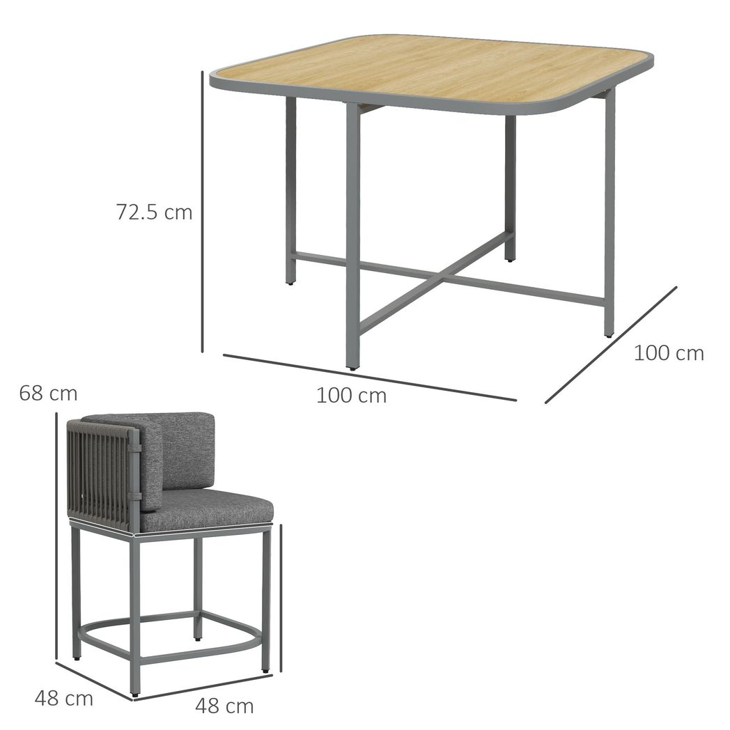 Outsunny Rattan Dining Sets, Cube Garden Furniture w/ Space - saving Design, Grey - SILVIONIX