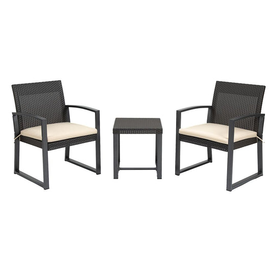 Patio PP Rattan Style Garden Bistro Set, Armchairs & Tea Table Set - SILVIONIX