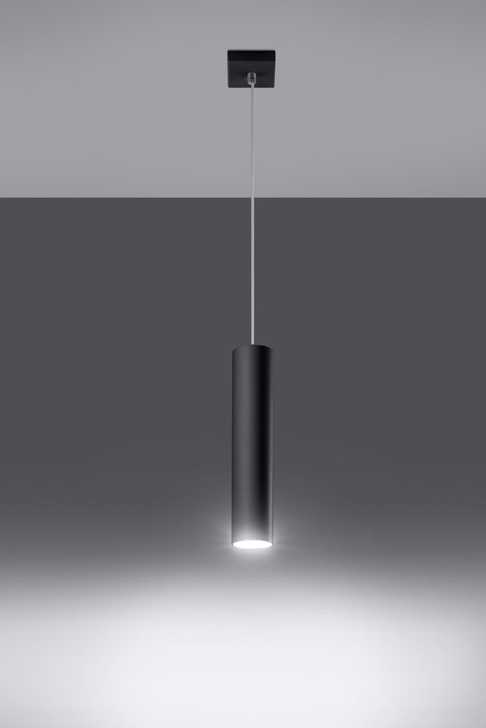 Pendant lamp LAGOS 1 Black Round Tube Shape Modern Loft Design LED GU10 - SILVIONIX