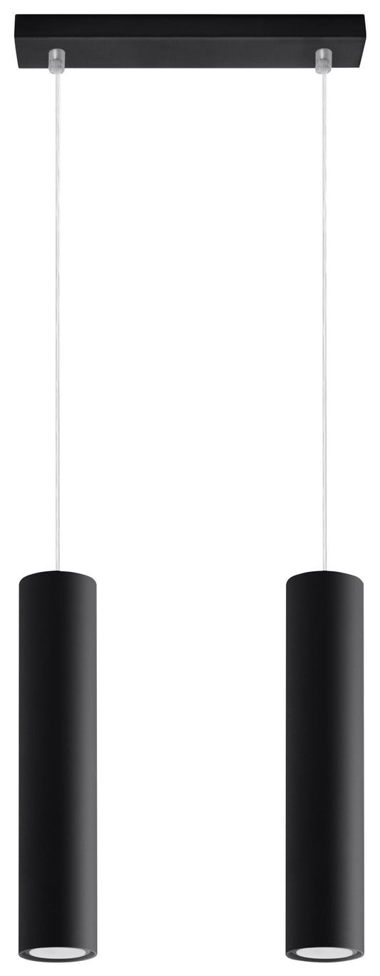 Pendant lamp LAGOS 2 Black Round Tube Shape Modern Loft Design LED GU10 - SILVIONIX