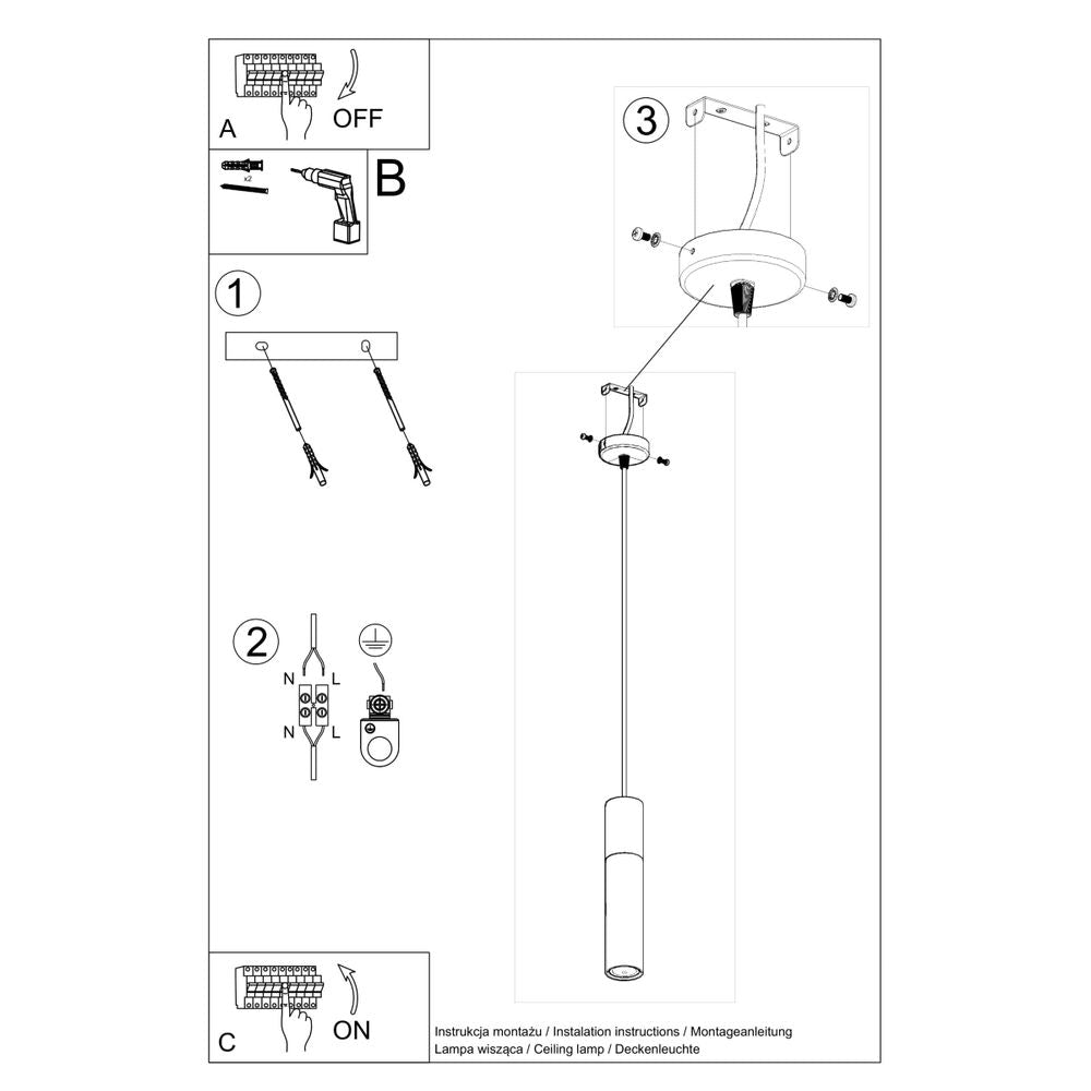 Pendant lamp Steel, concrete Borgio modern Design GU10 - SILVIONIX