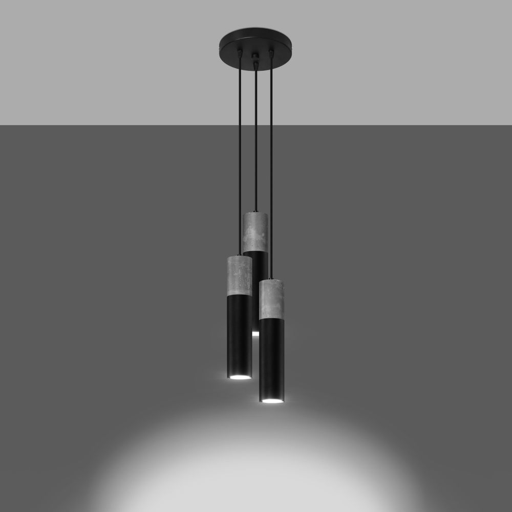 Pendant lamp Steel, concrete Borgio modern Design GU10 - SILVIONIX