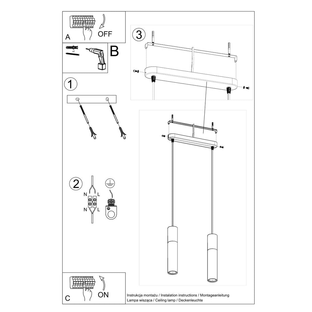 Pendant lamp Steel, concrete Borgio modern Design GU10 - SILVIONIX