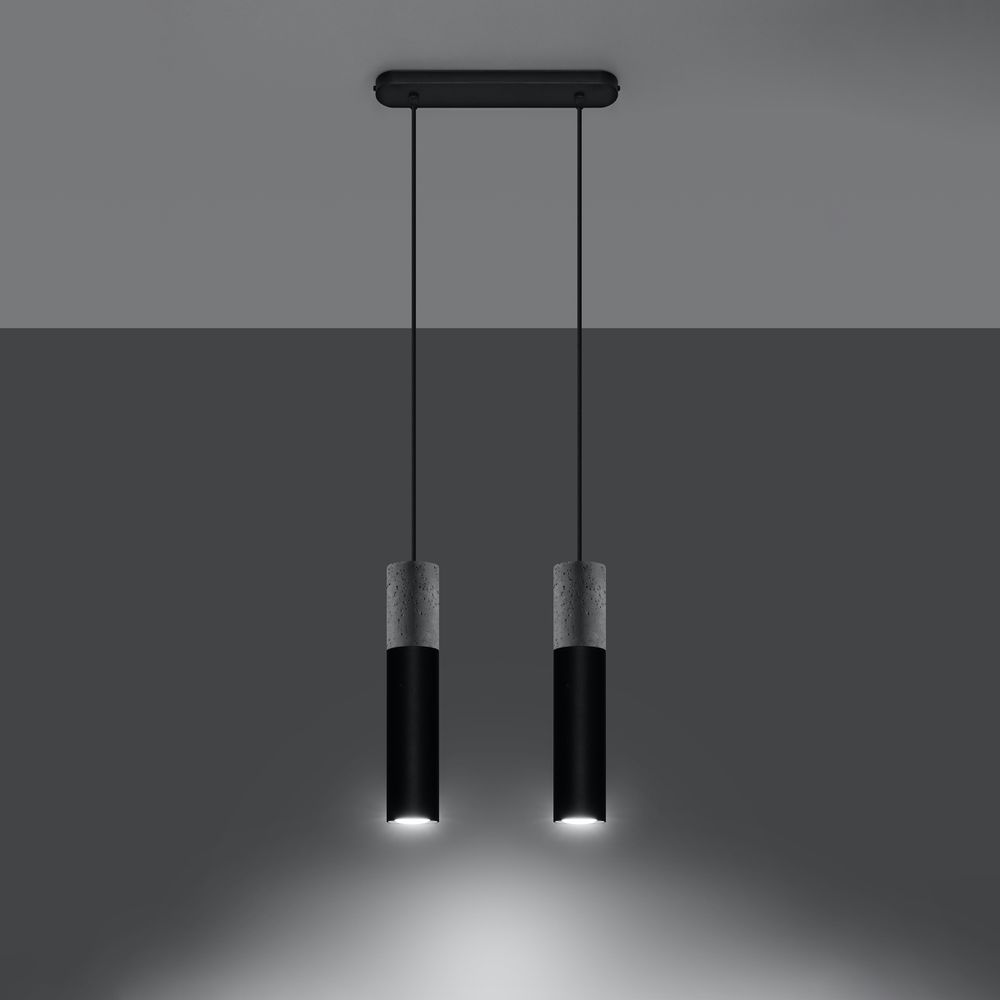 Pendant lamp Steel, concrete Borgio modern Design GU10 - SILVIONIX