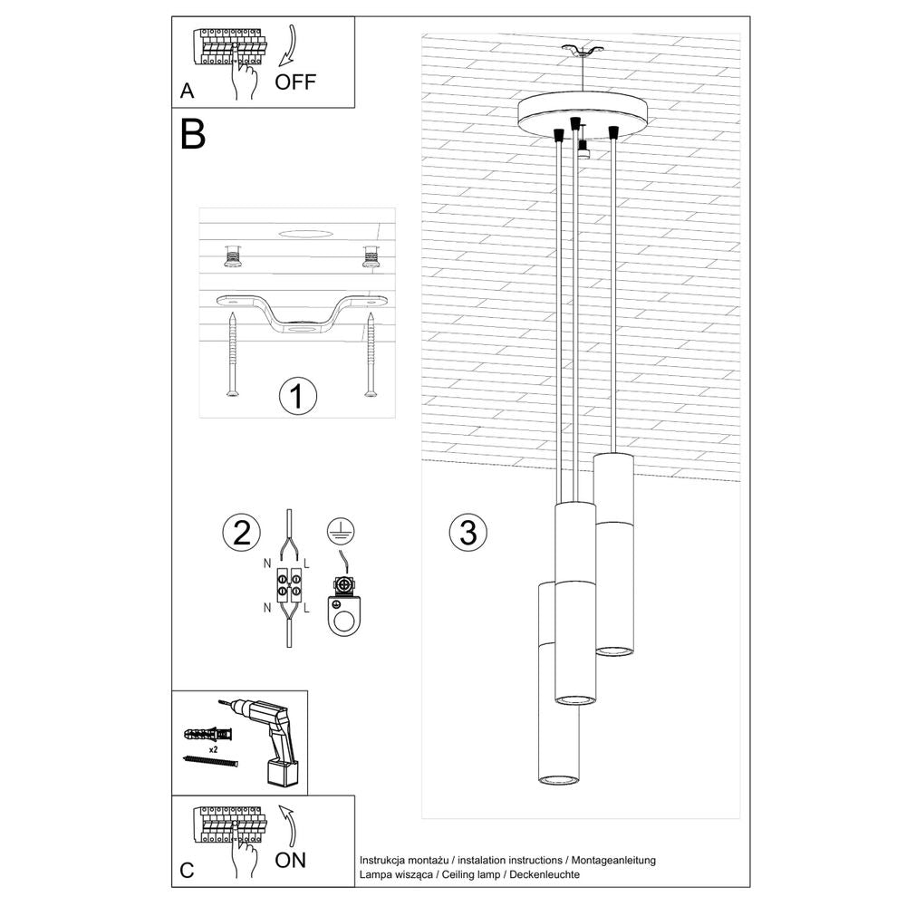 Pendant lamp Steel, concrete Borgio modern Design GU10 - SILVIONIX