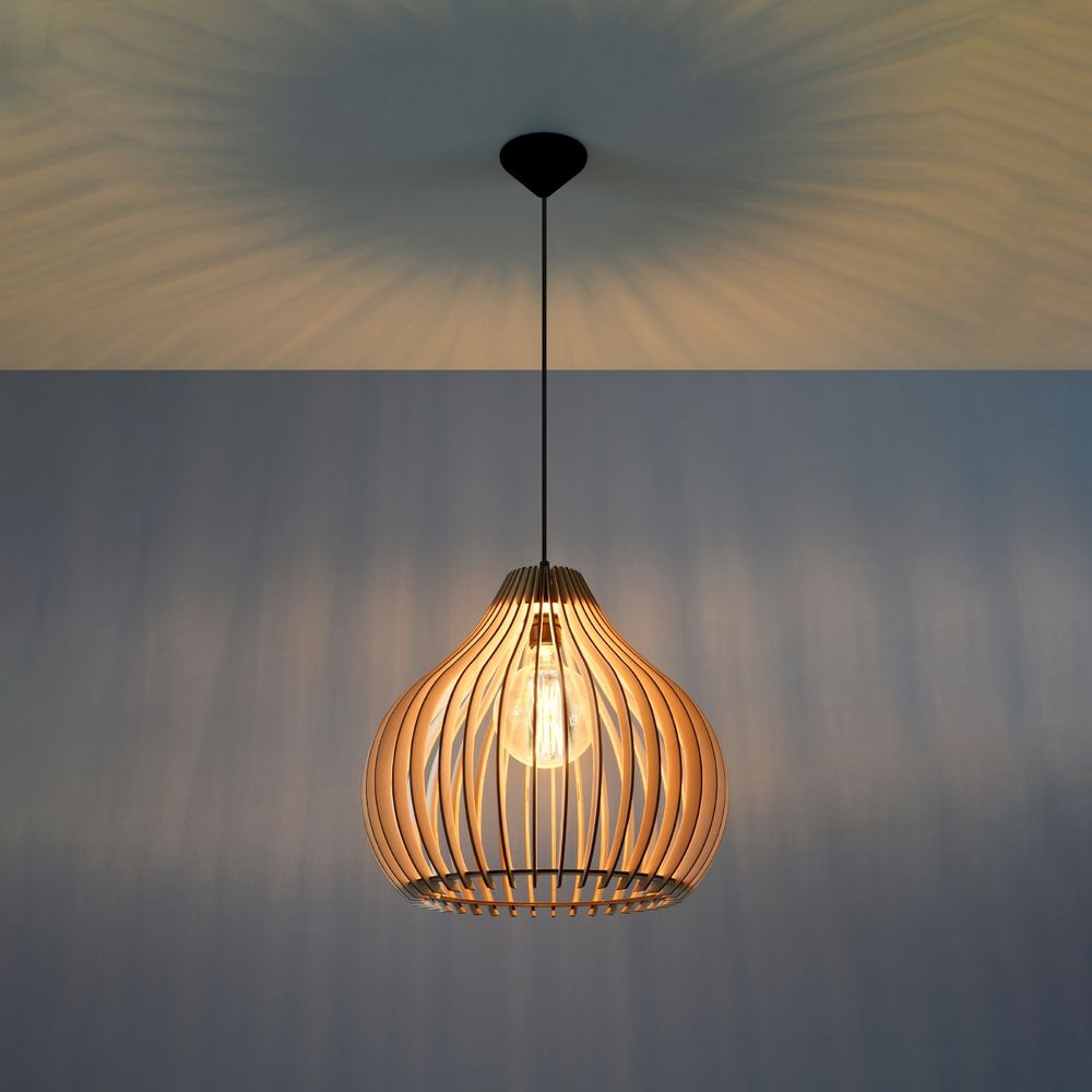 Pendant lamp wood Aprilla Scandinavian Design E27 - SILVIONIX