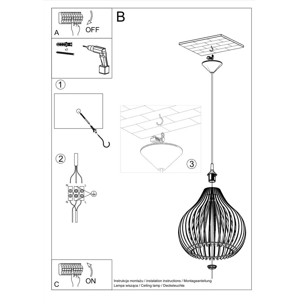 Pendant lamp wood Aprilla Scandinavian Design E27 - SILVIONIX