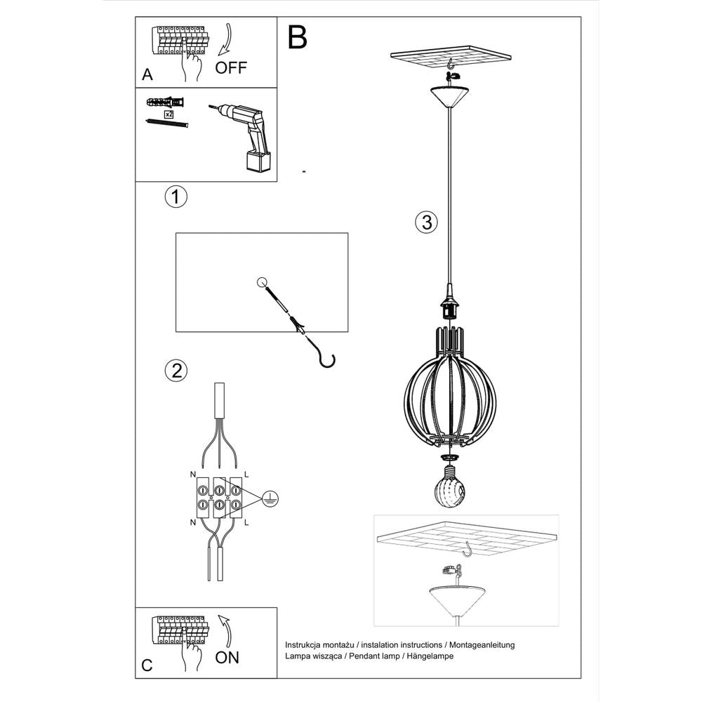 Pendant lamp wood Arancia Scandinavian Design E27 - SILVIONIX