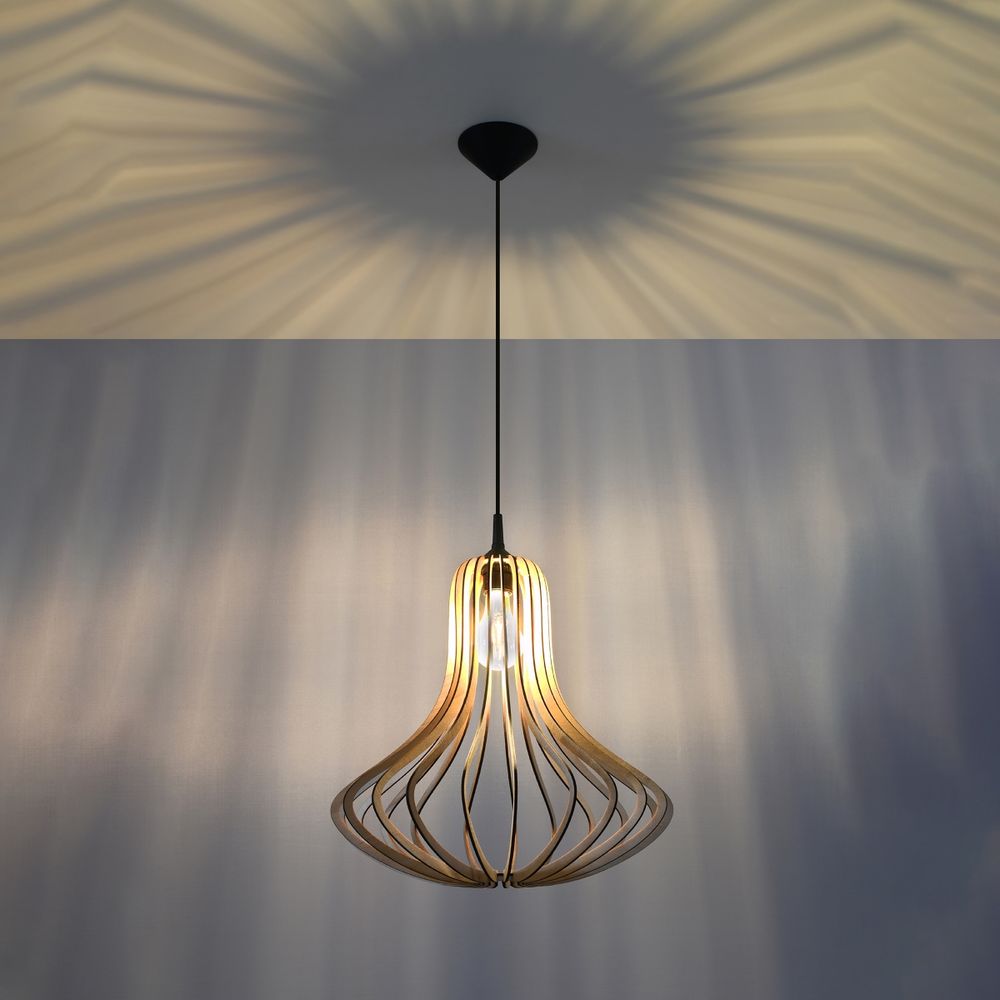 Pendant lamp wood Elza Scandinavian Design E27 - SILVIONIX