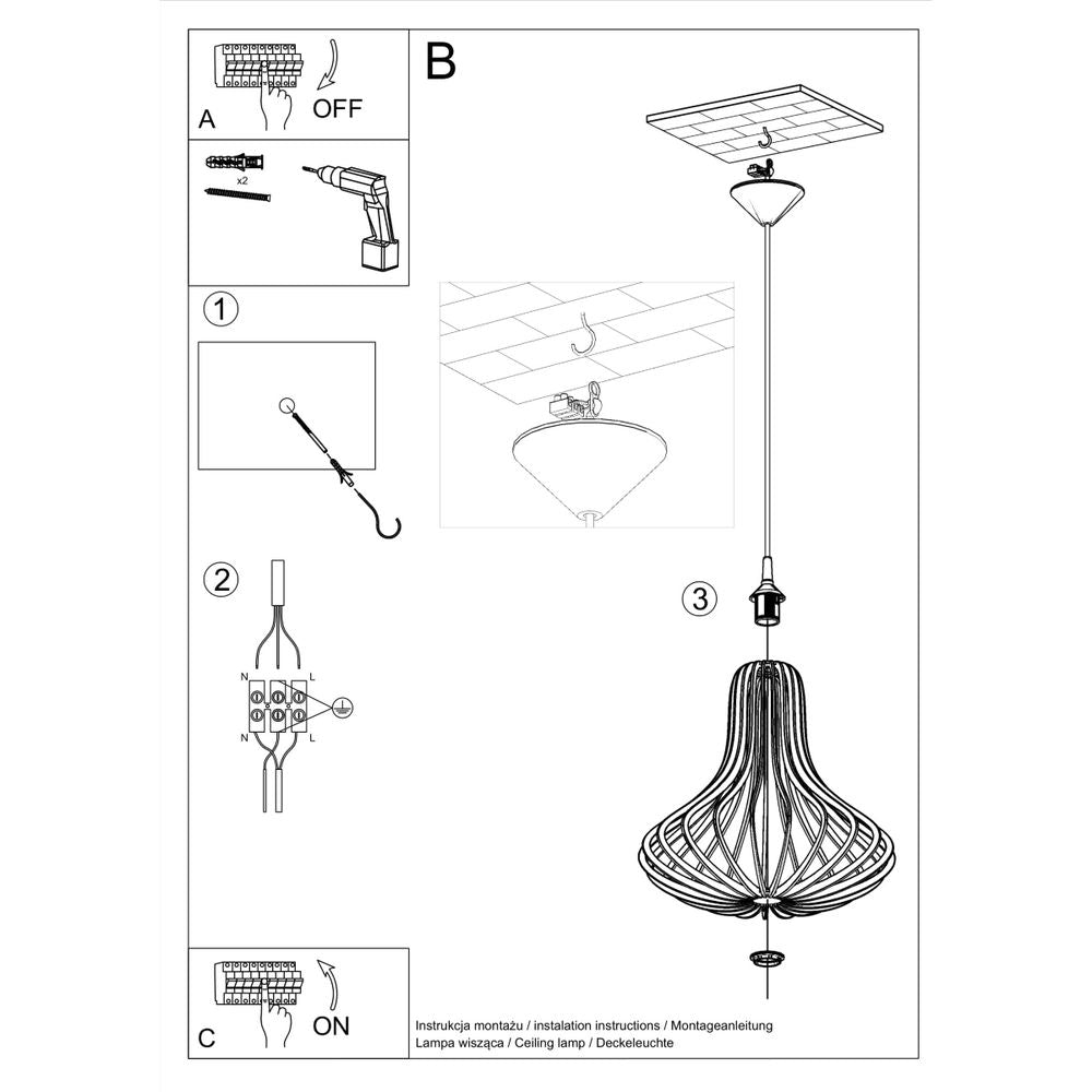 Pendant lamp wood Elza Scandinavian Design E27 - SILVIONIX