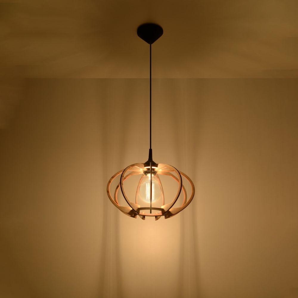 Pendant lamp wood Mandelino Scandinavian Design E27 - SILVIONIX