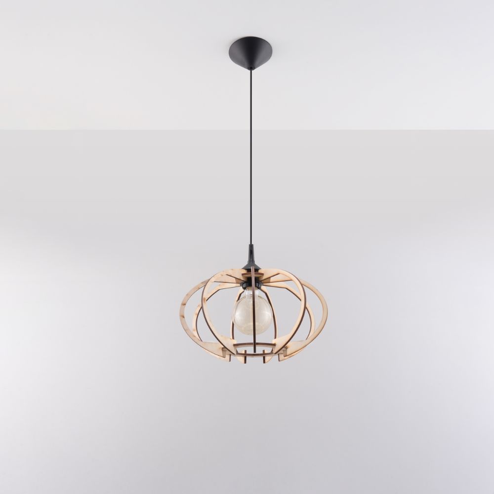 Pendant lamp wood Mandelino Scandinavian Design E27 - SILVIONIX