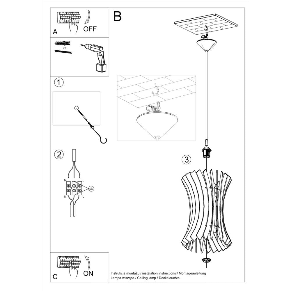 Pendant lamp wood Oriana Scandinavian Design E27 - SILVIONIX