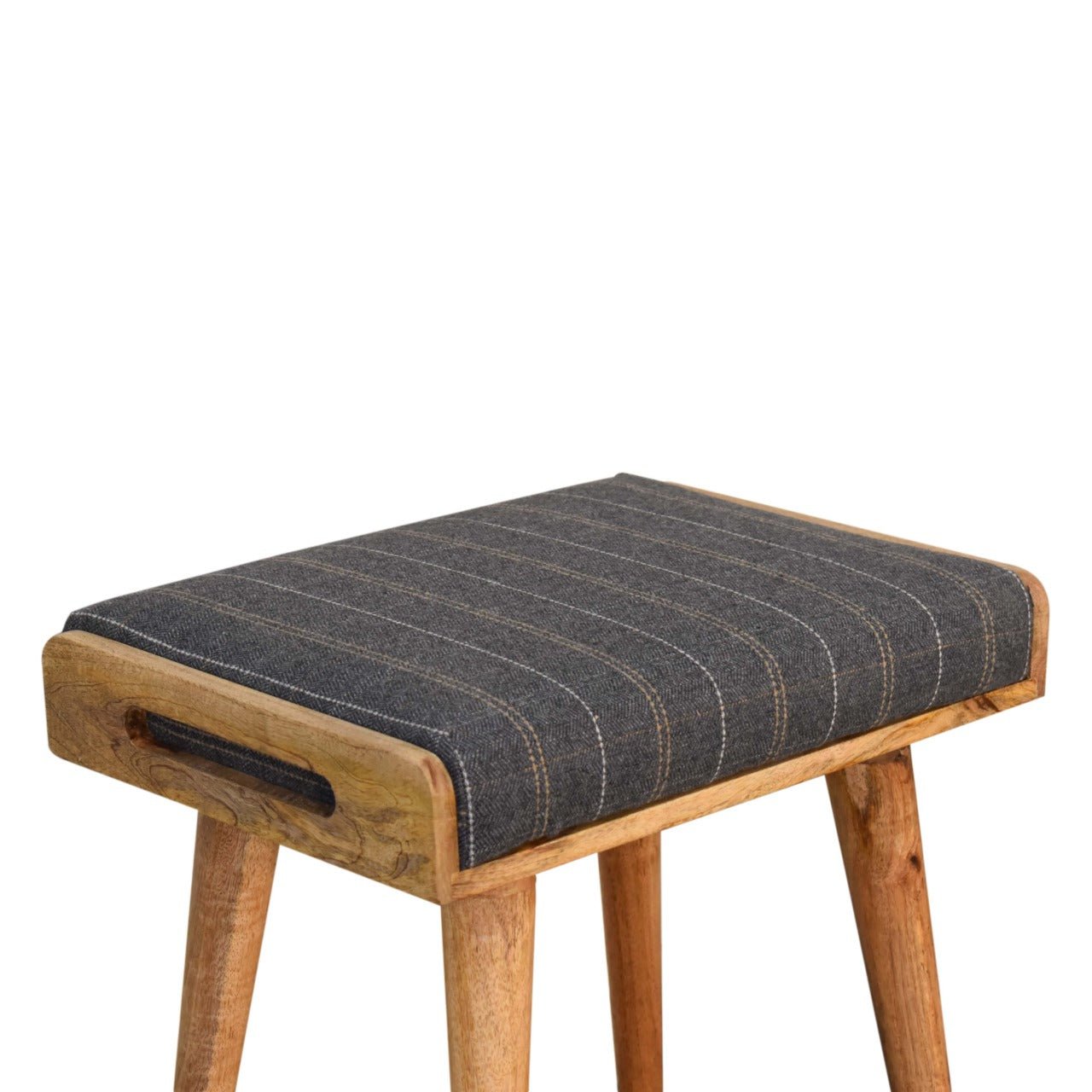 Pewter Tweed Tray Style Footstool - SILVIONIX