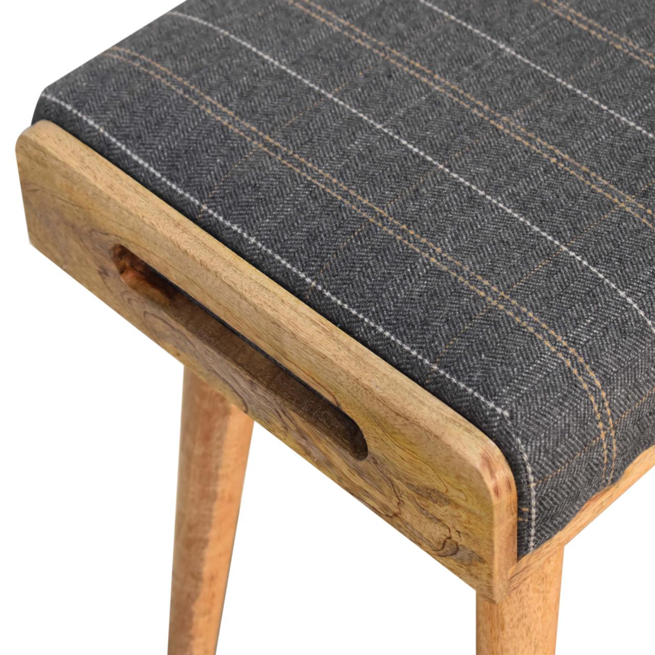 Pewter Tweed Tray Style Footstool - SILVIONIX