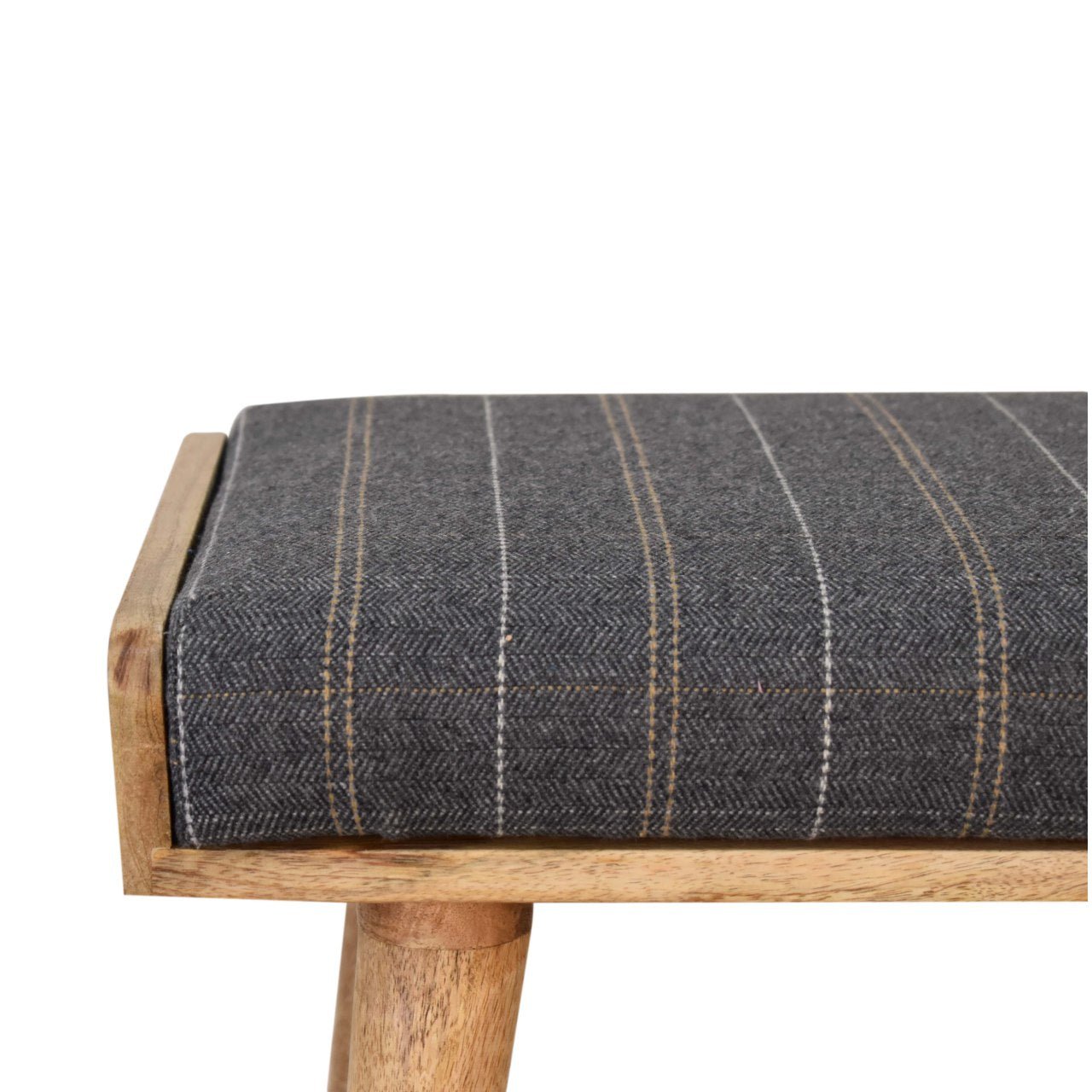 Pewter Tweed Tray Style Footstool - SILVIONIX