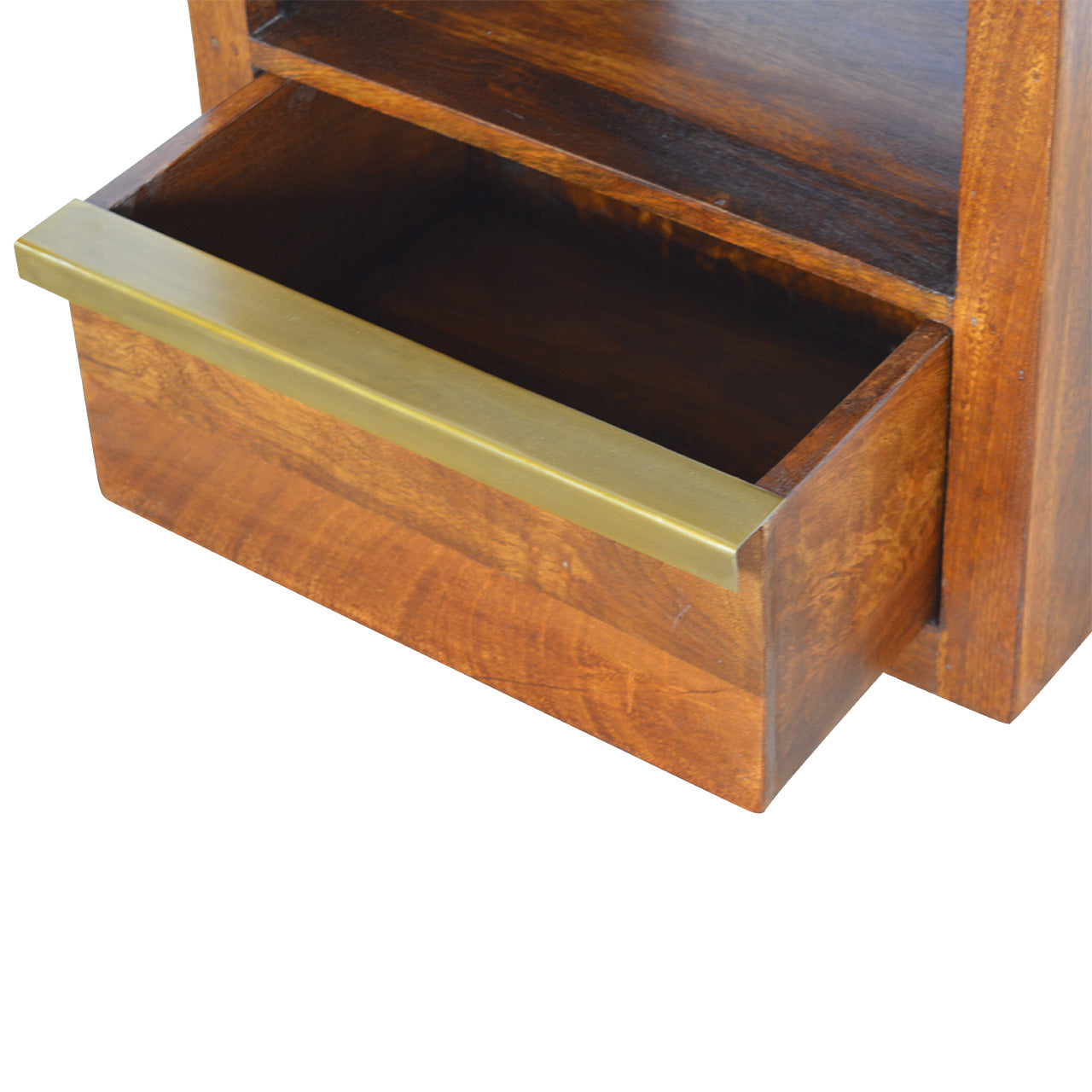 Chestnut Bedside with Gold Bar